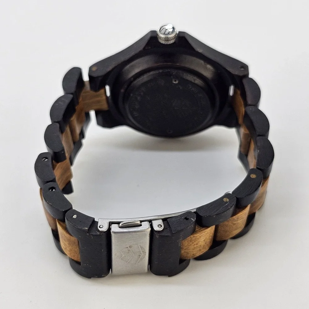 Tense Wooden Men's Watch 38MM Dark Brown Dial Two Tone Band 7